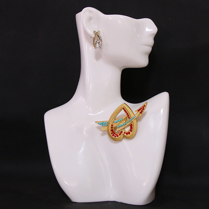 Enamel Brooch for Women Irregular Shape Rhinestones Statement Jewelry