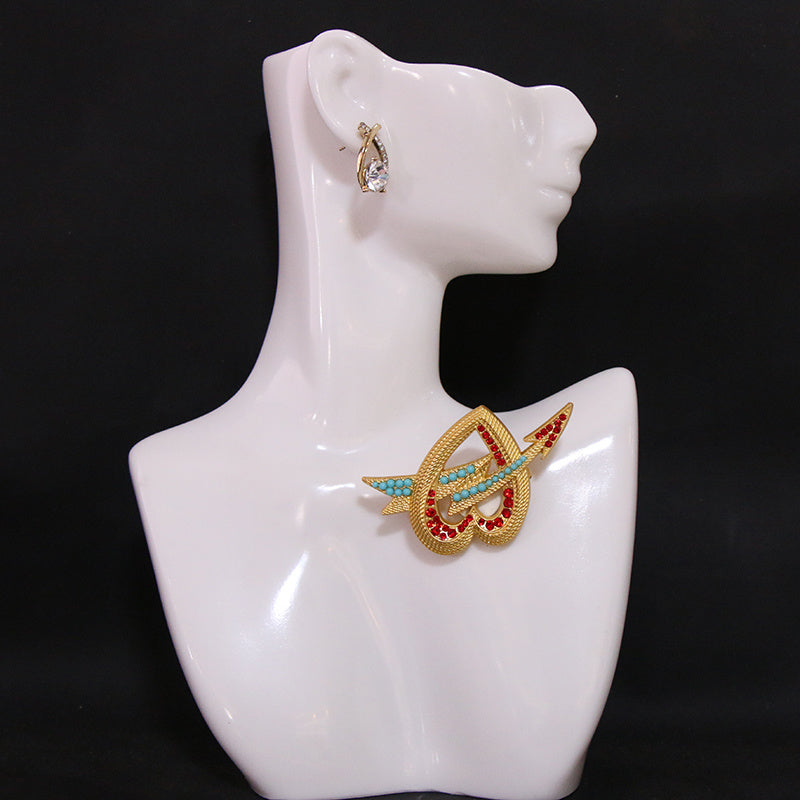 Enamel Brooch for Women Irregular Shape Rhinestones Statement Jewelry