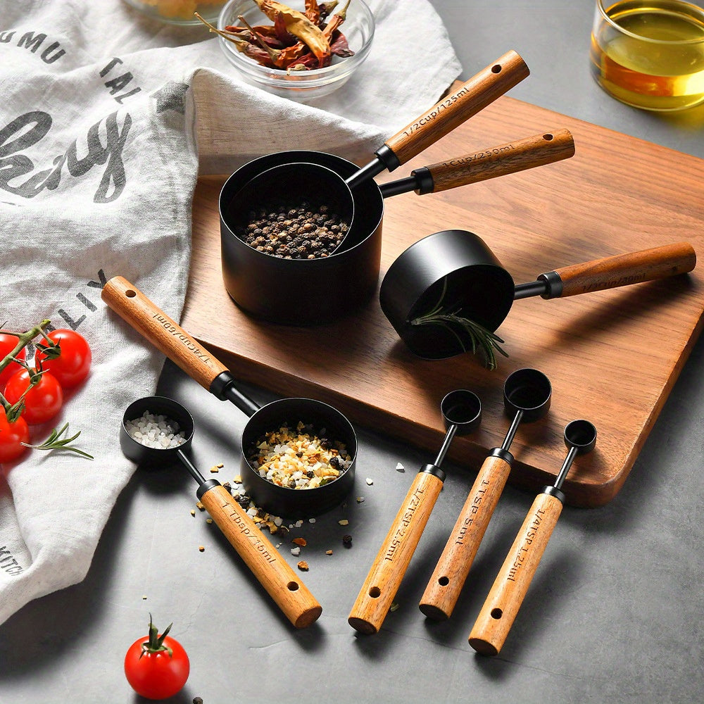 Yuqori sifatli zanglamas po'latdan yasalgan o'lchov stakanlari va qoshiq to'plami - Quruq va suyuq ingredientlarni aniq o'lchash uchun ishonchli oshxona asboblari - Pishirish va pishirish vazifalari uchun zaruriy ashyolar