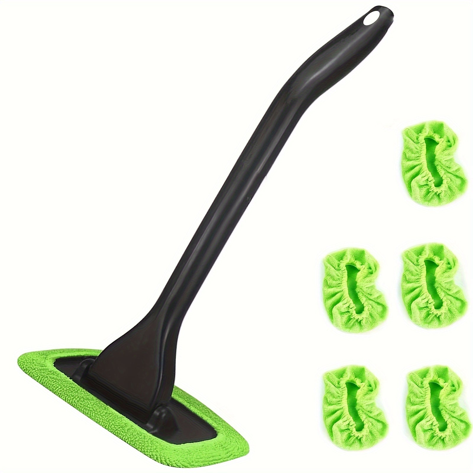 6 Pcs Car Window Cleaner Set Microfiber Pads Long-Handle Brushes Durable PVC