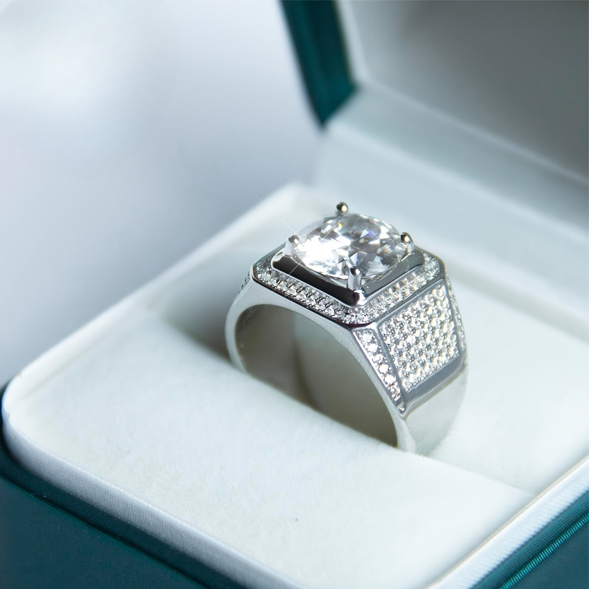  erkaklar uchun Moissanite nikoh uzugi 1/2/5 karat sterling kumush 18K oltin qoplamali