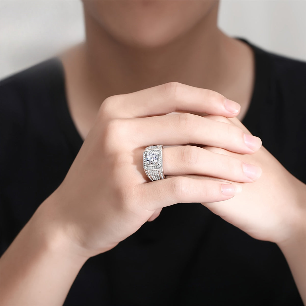  erkaklar uchun Moissanite nikoh uzugi 1/2/5 karat sterling kumush 18K oltin qoplamali