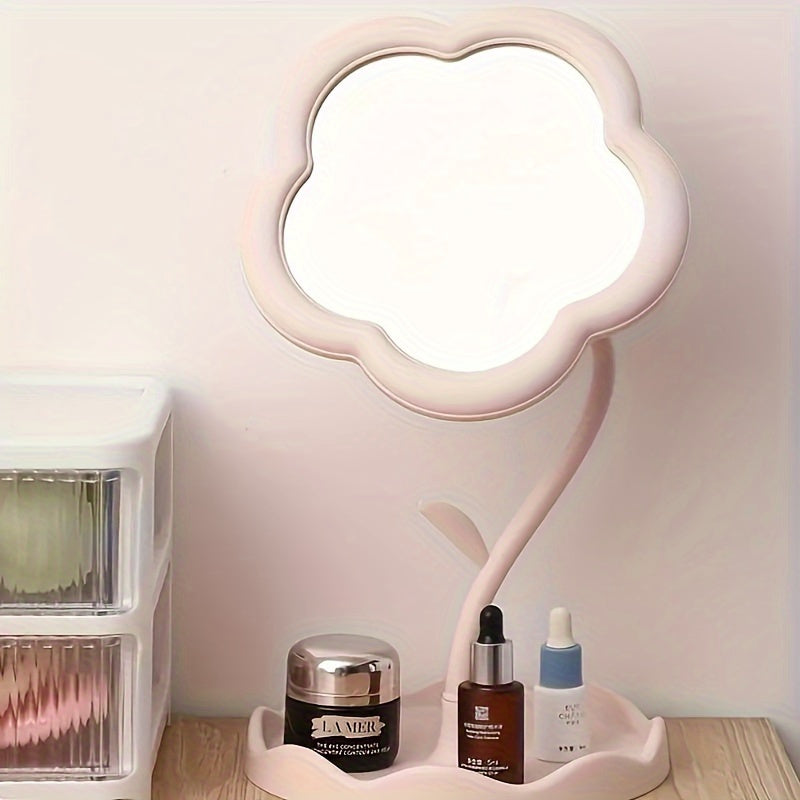 Stylish Vanity Mirror with Adjustable Stand, High Definition Glass, Durable Plastic Frame