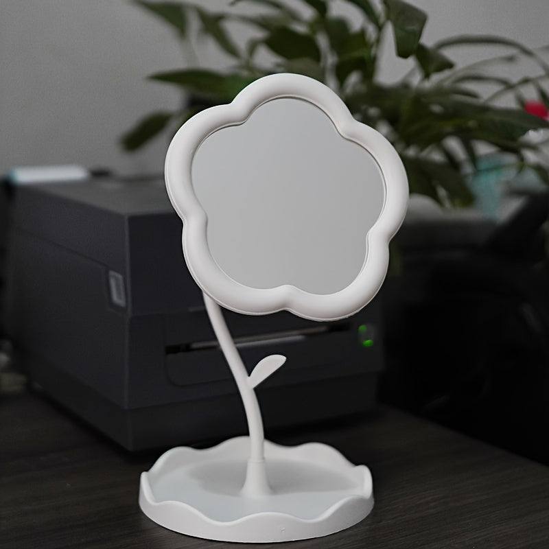 Stylish Vanity Mirror with Adjustable Stand, High Definition Glass, Durable Plastic Frame