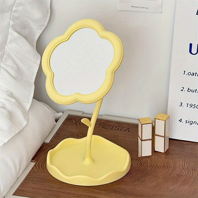 Stylish Vanity Mirror with Adjustable Stand, High Definition Glass, Durable Plastic Frame