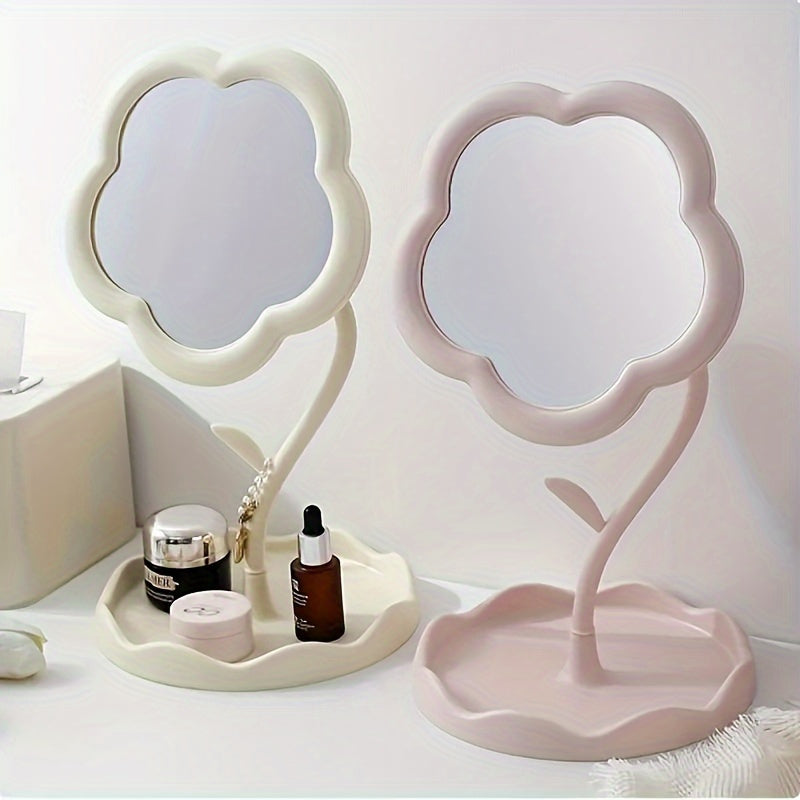 Stylish Vanity Mirror with Adjustable Stand, High Definition Glass, Durable Plastic Frame
