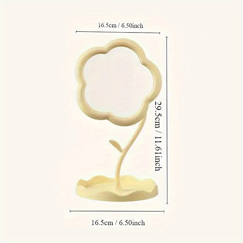 Stylish Vanity Mirror with Adjustable Stand, High Definition Glass, Durable Plastic Frame