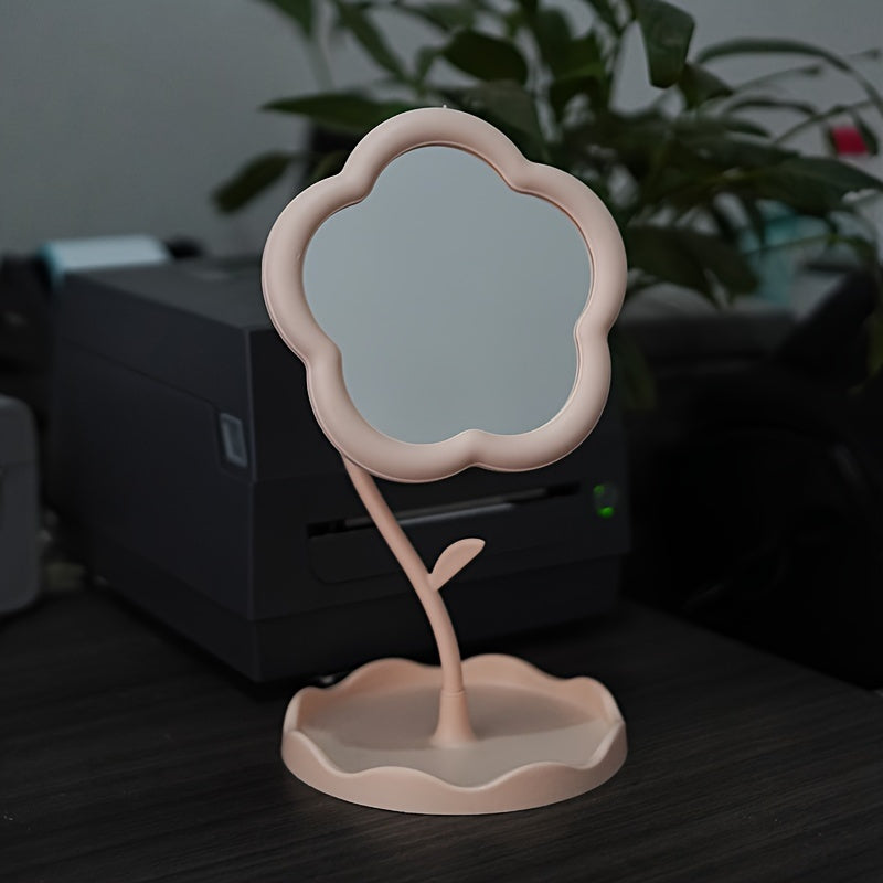 Stylish Vanity Mirror with Adjustable Stand, High Definition Glass, Durable Plastic Frame