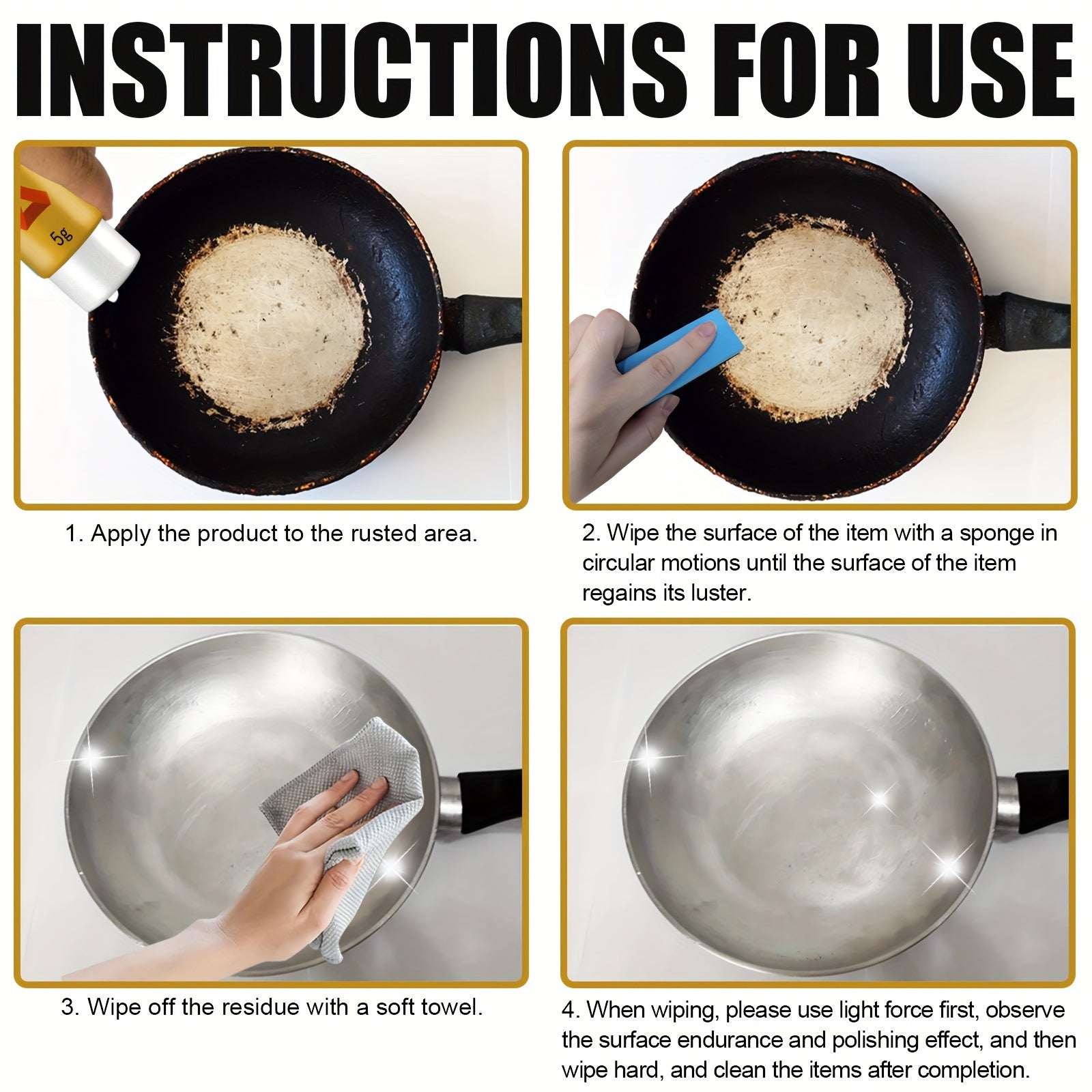 Rostni olib tashlash moyi to'plami va gubka - Metall yuzalarga porlashni tiklaydi - Oshxonalar, hammomlar va avtomobillardagi rostlangan joylar uchun mukammal
