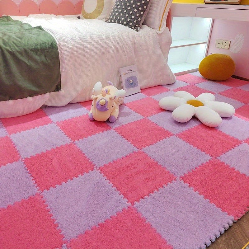 24-Piece Puzzle Mat Non-Slip Washable Flat Woven Sound Insulation Shock Absorption Indoor Carpet for Bedroom