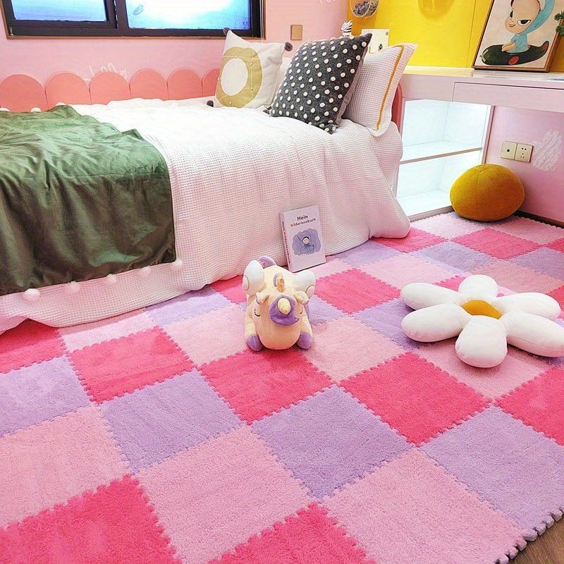 24-Piece Puzzle Mat Non-Slip Washable Flat Woven Sound Insulation Shock Absorption Indoor Carpet for Bedroom