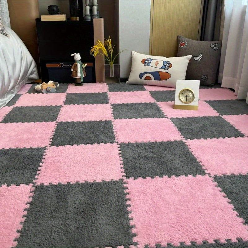24-Piece Puzzle Mat Non-Slip Washable Flat Woven Sound Insulation Shock Absorption Indoor Carpet for Bedroom