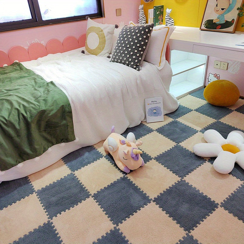 24-Piece Puzzle Mat Non-Slip Washable Flat Woven Sound Insulation Shock Absorption Indoor Carpet for Bedroom