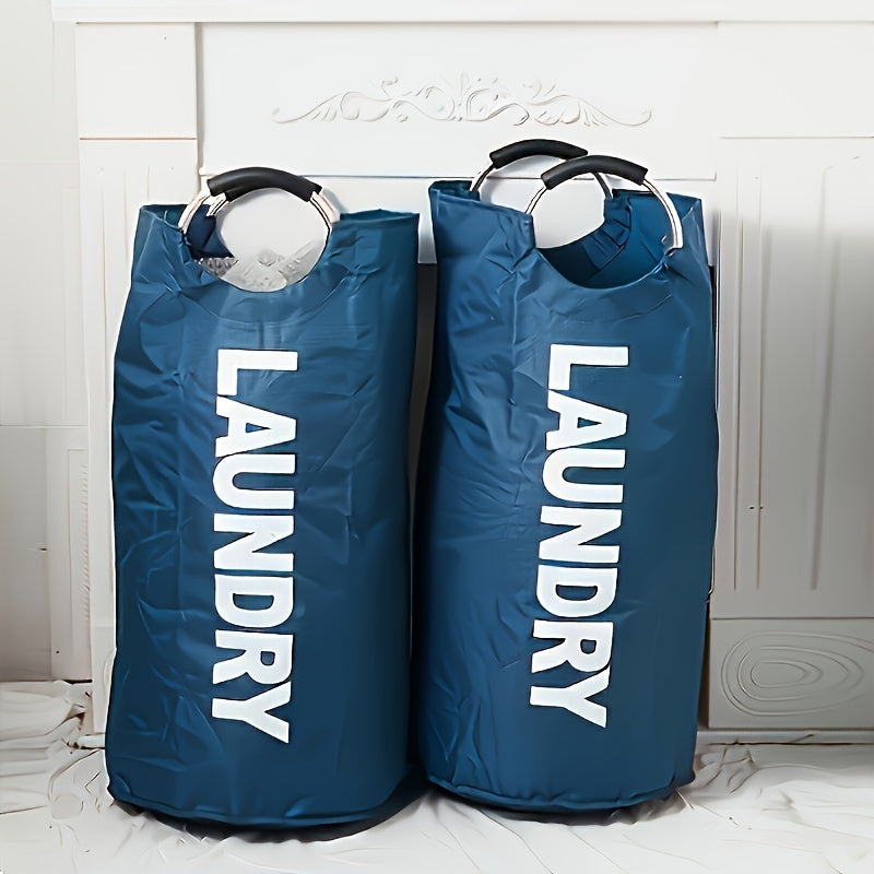 Cesto de ropa impermeable negro extra grande con asas acolchadas y almacenamiento plegable