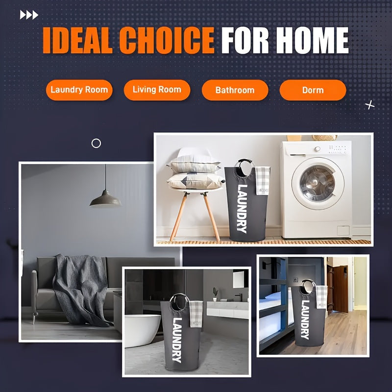 Cesto de ropa impermeable negro extra grande con asas acolchadas y almacenamiento plegable