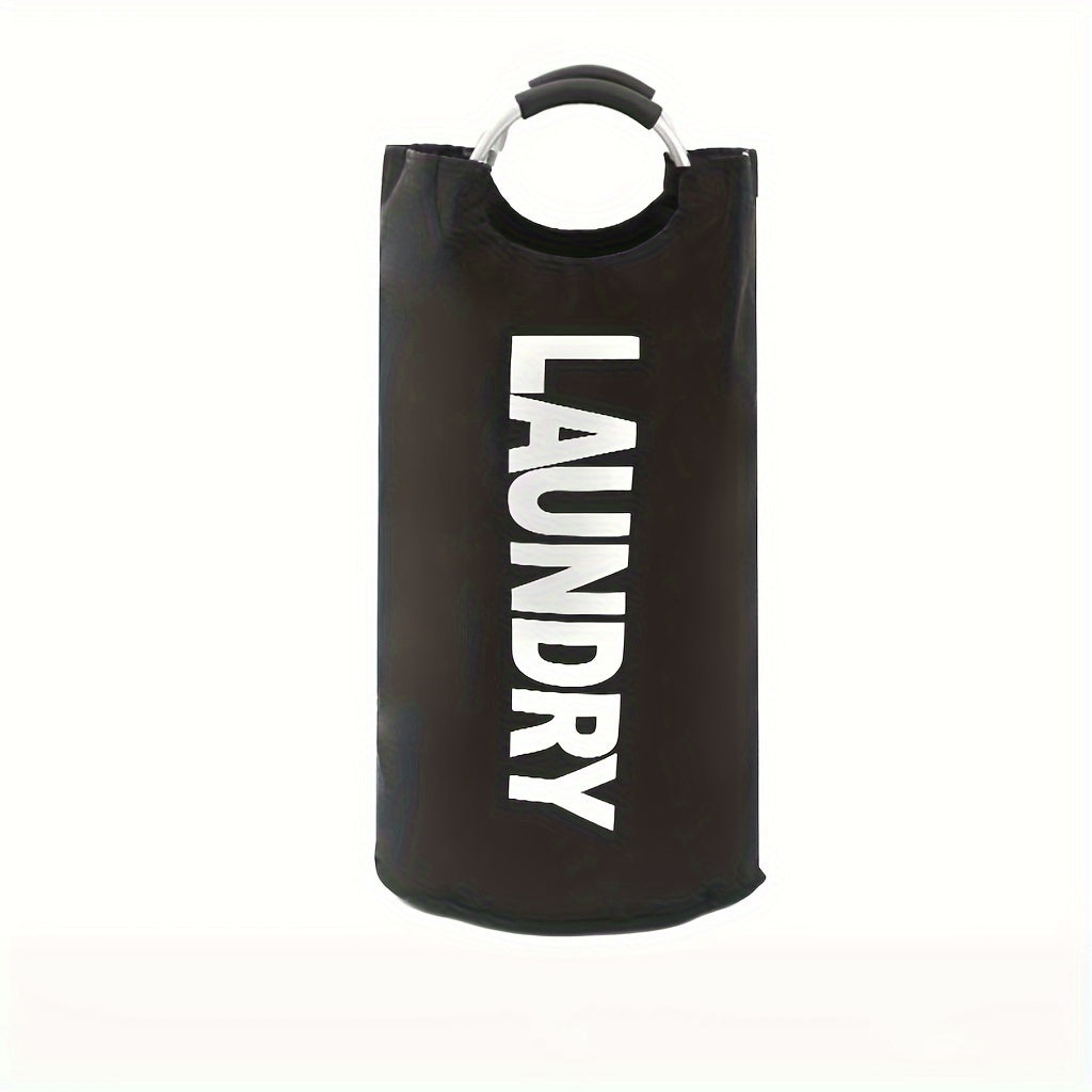 Cesto de ropa impermeable negro extra grande con asas acolchadas y almacenamiento plegable