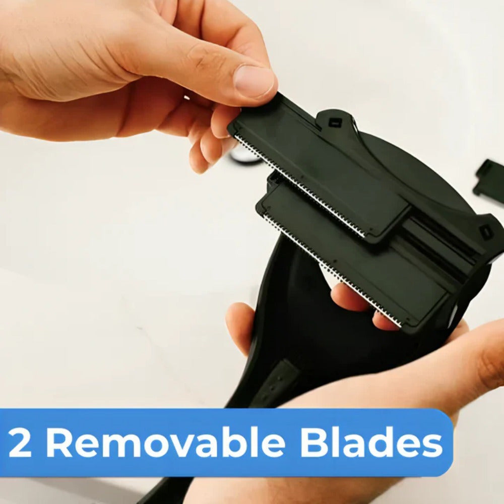 Set de maquinilla y hojas para espalda de hombre con mango ergonómico para afeitado en seco y húmedo