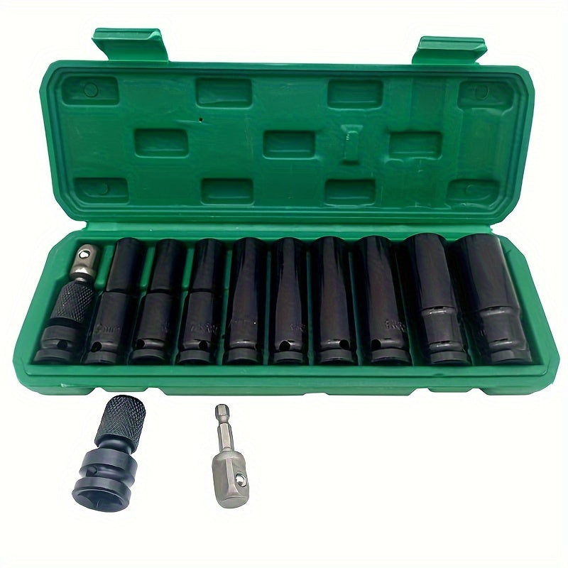 11Pcs 1/2 Inch Impact Socket Set Carbon Steel Auto Repair with Storage Case