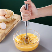 Batidor de huevos de mano de acero inoxidable, batidor semi-automático para una preparación de comidas sin esfuerzo