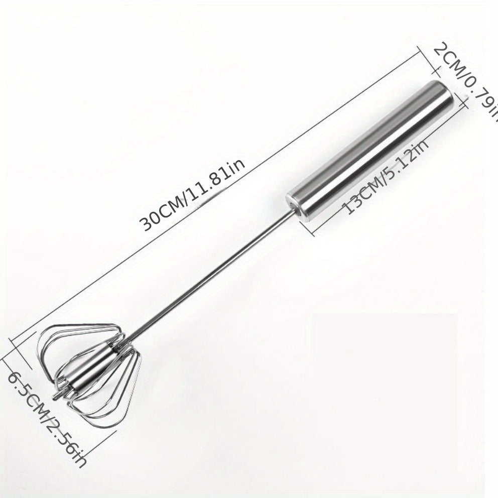 Batidor de huevos de mano de acero inoxidable, batidor semi-automático para una preparación de comidas sin esfuerzo