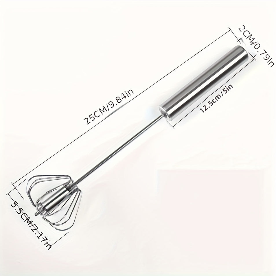 Batidor de huevos de mano de acero inoxidable, batidor semi-automático para una preparación de comidas sin esfuerzo