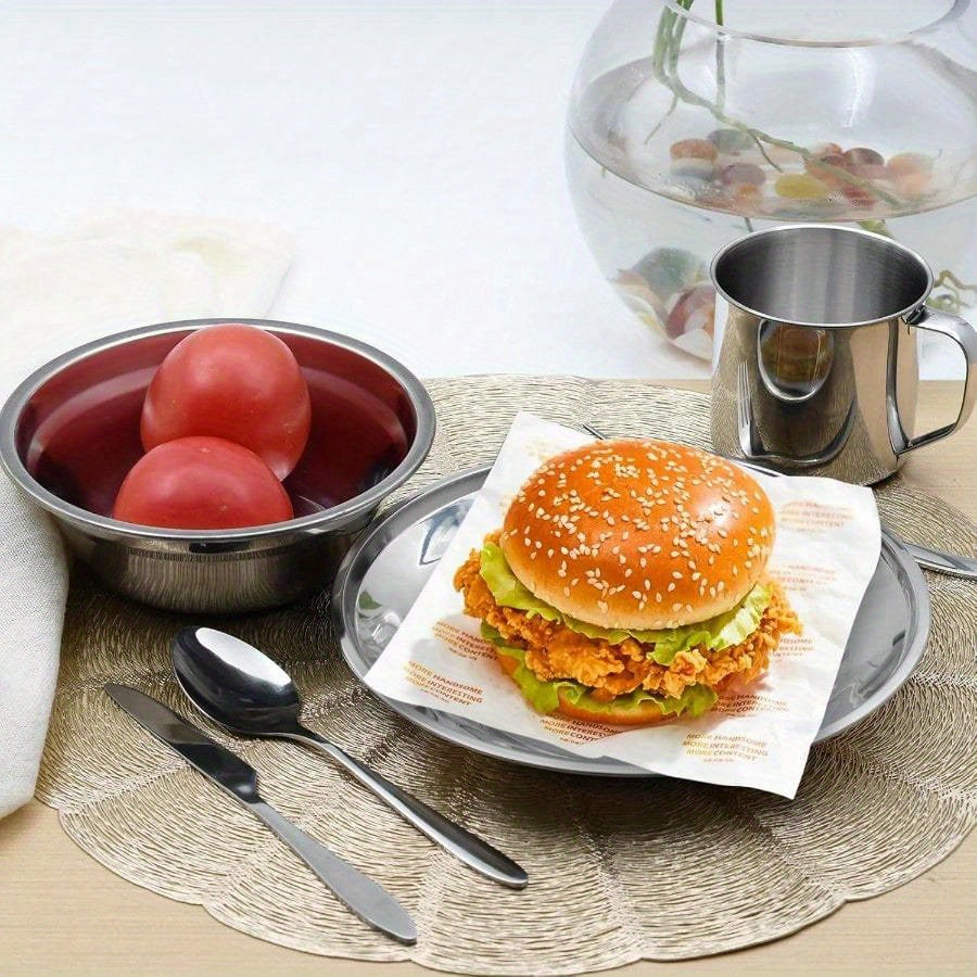 29-Piece Stainless Steel Camping Kitchenware Set for 4 People, Portable Outdoor Tableware