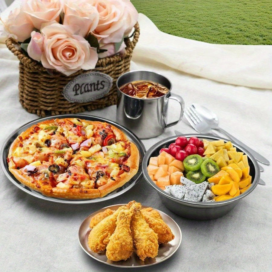 29-Piece Stainless Steel Camping Kitchenware Set for 4 People, Portable Outdoor Tableware