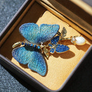 Elegant Butterfly Brooch with Embroidery and Rhinestones for Women