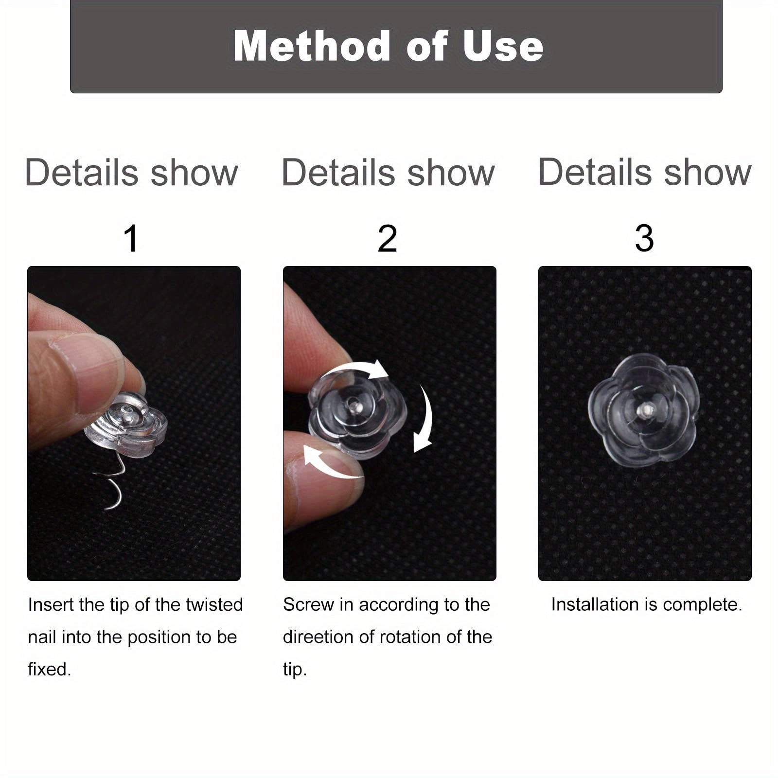 30 Pieces Upholstery Fasteners with Rose Head for Securing Bedskirts and Furniture