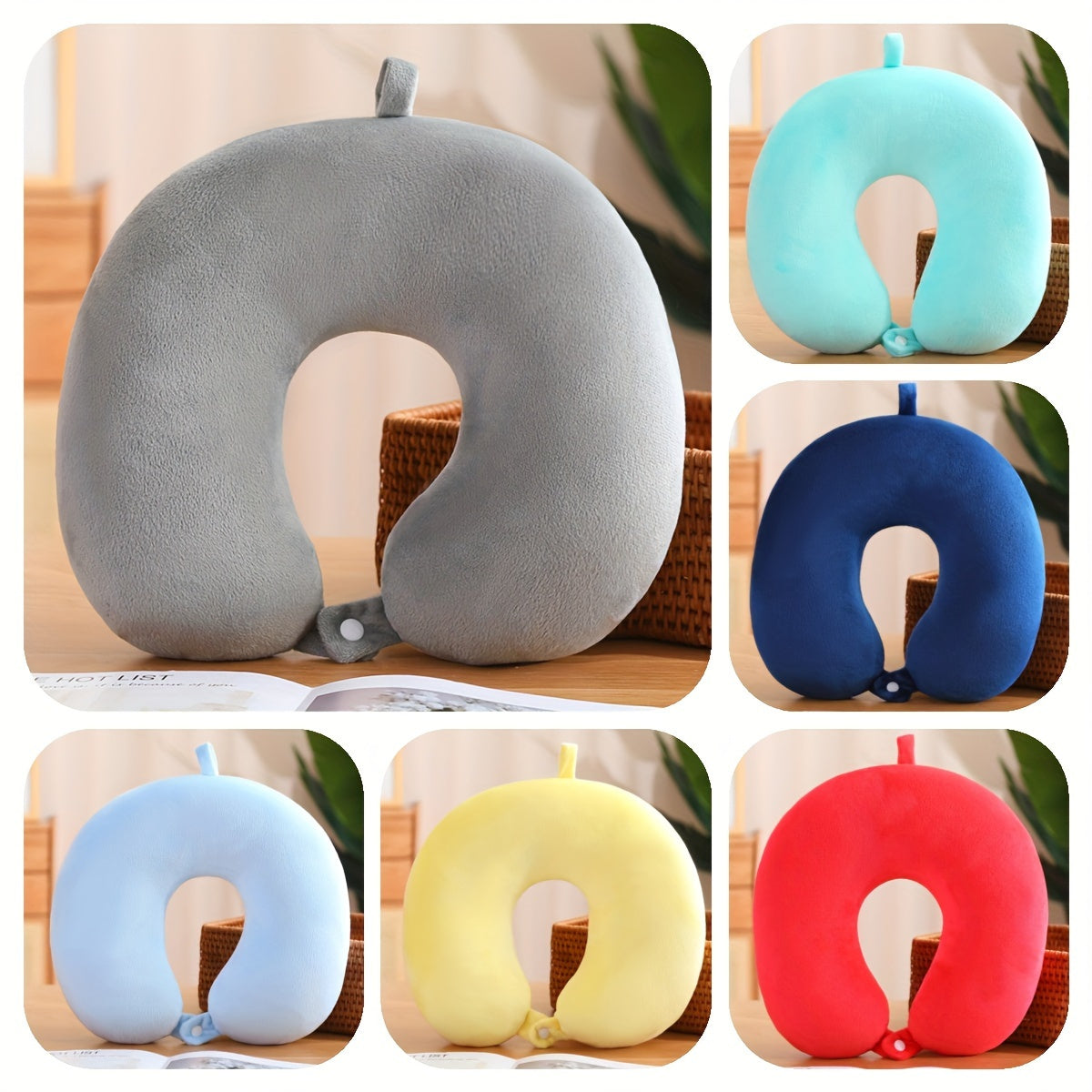 U-Shaped Travel Neck Pillow for Adults, Comfortable Support for Car, Airplane, Office, Camping