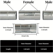 Set of 2 Stainless Steel Stove Pipe Adapters 5.99cm Female Flue Connectors