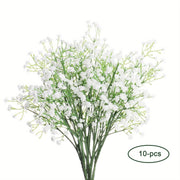 10 элегантных белых искусственных цветов гвоздики с длинными УФ-стойкими стеблями для DIY цветочных композиций и домашнего декора, идеально подходящих для свадеб, вечеринок и особых случаев.