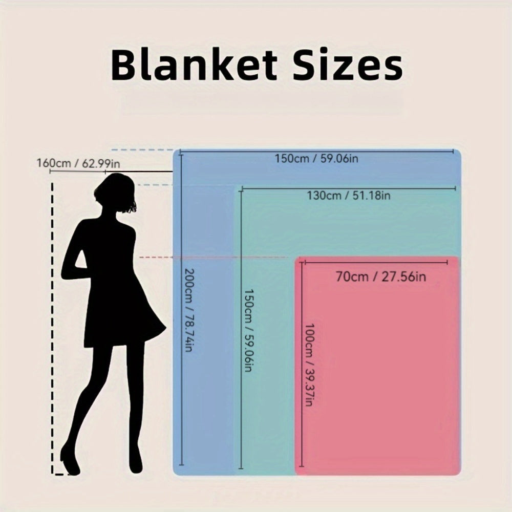 Flannel Throw Blanket with Floral Plaid Pattern 200-250g Soft Polyester for Home Use