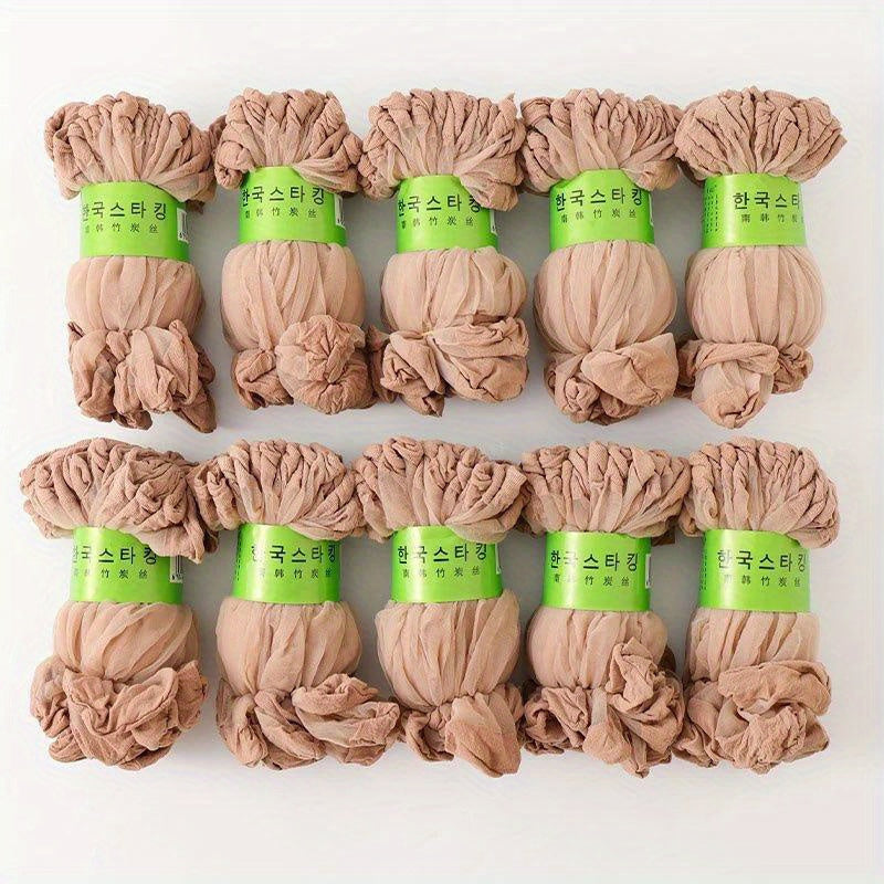 Women's Summer Nylon Socks 10 Pairs Short Ankle Mesh Elastic Crystal