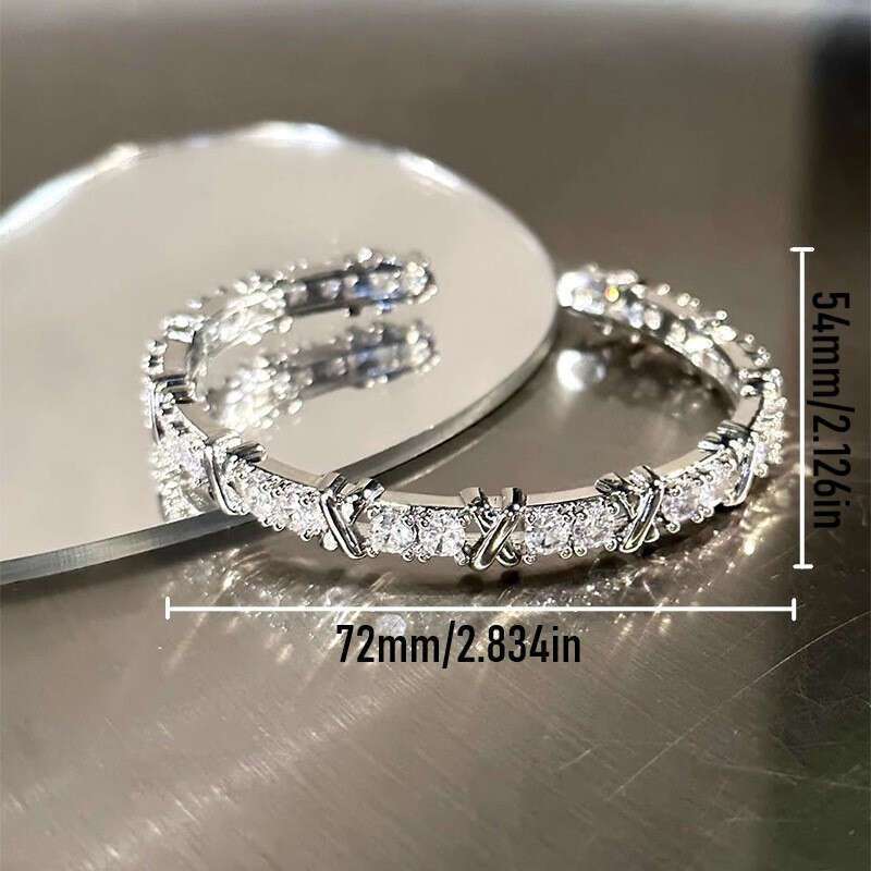 Unisex Moissanite Twist Cuff Bracelet Silver Adjustable Wedding Engagement Jewelry