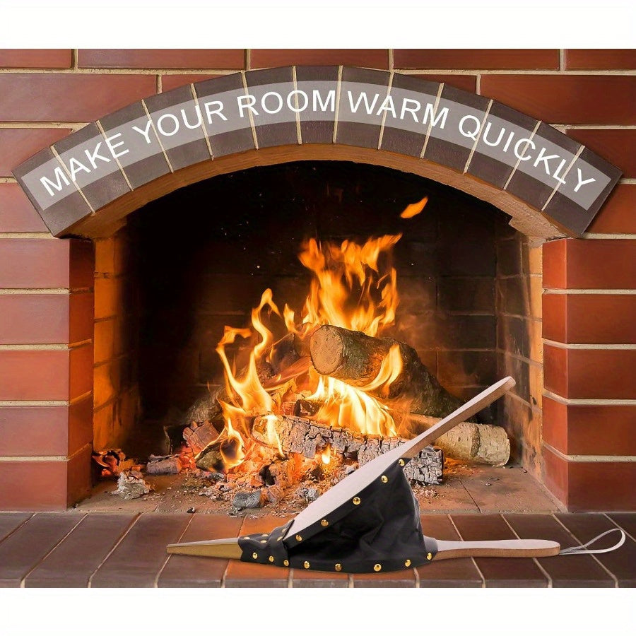 Brown Wooden Fireplace Bellows Air Blower for Camping BBQ Grill and Home Heating