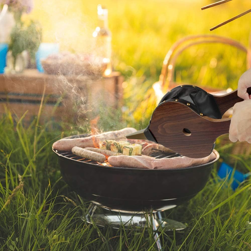 Brown Wooden Fireplace Bellows Air Blower for Camping BBQ Grill and Home Heating