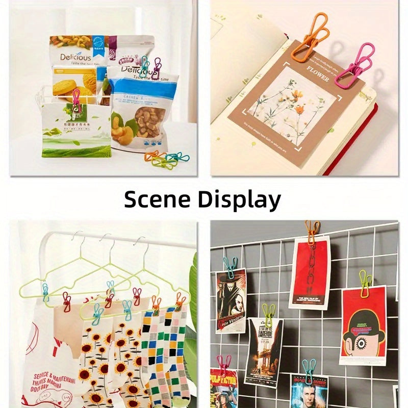 Set of 10 Metal Clothespins in Assorted Colors with Anti-Slip Grip for Laundry and Home Organization