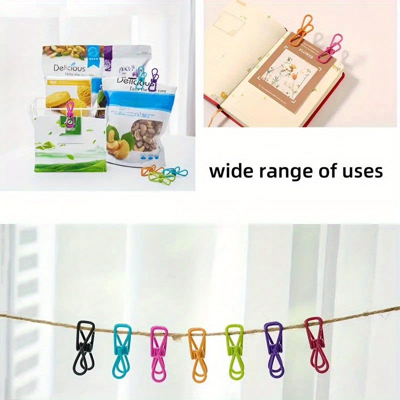 Set of 10 Metal Clothespins in Assorted Colors with Anti-Slip Grip for Laundry and Home Organization