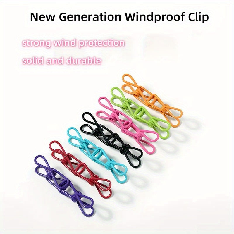 Set of 10 Metal Clothespins in Assorted Colors with Anti-Slip Grip for Laundry and Home Organization