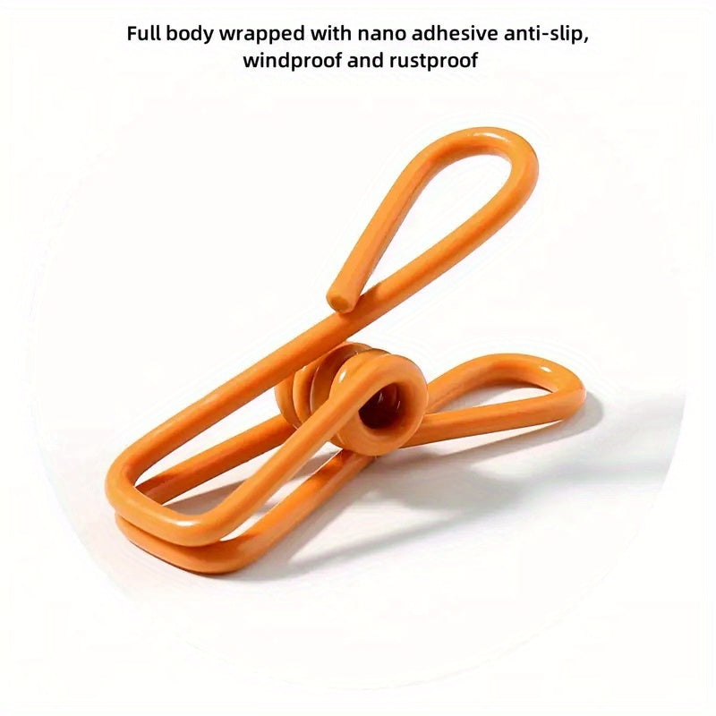 Set of 10 Metal Clothespins in Assorted Colors with Anti-Slip Grip for Laundry and Home Organization