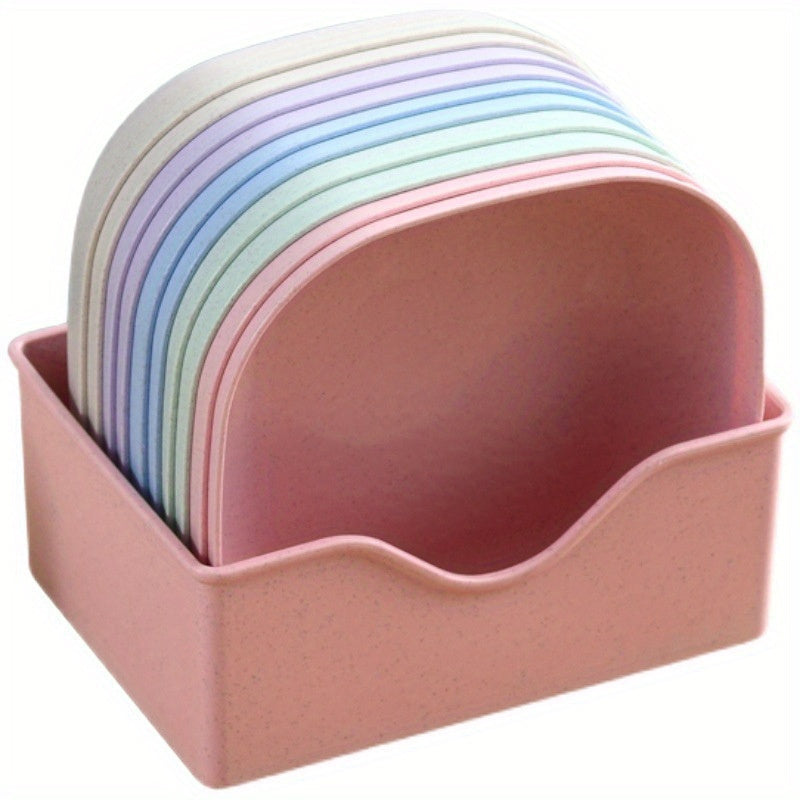 Juego de platos de plástico cuadrados para cenar, aptos para alimentos, snack, desayuno, 1/5/10 piezas