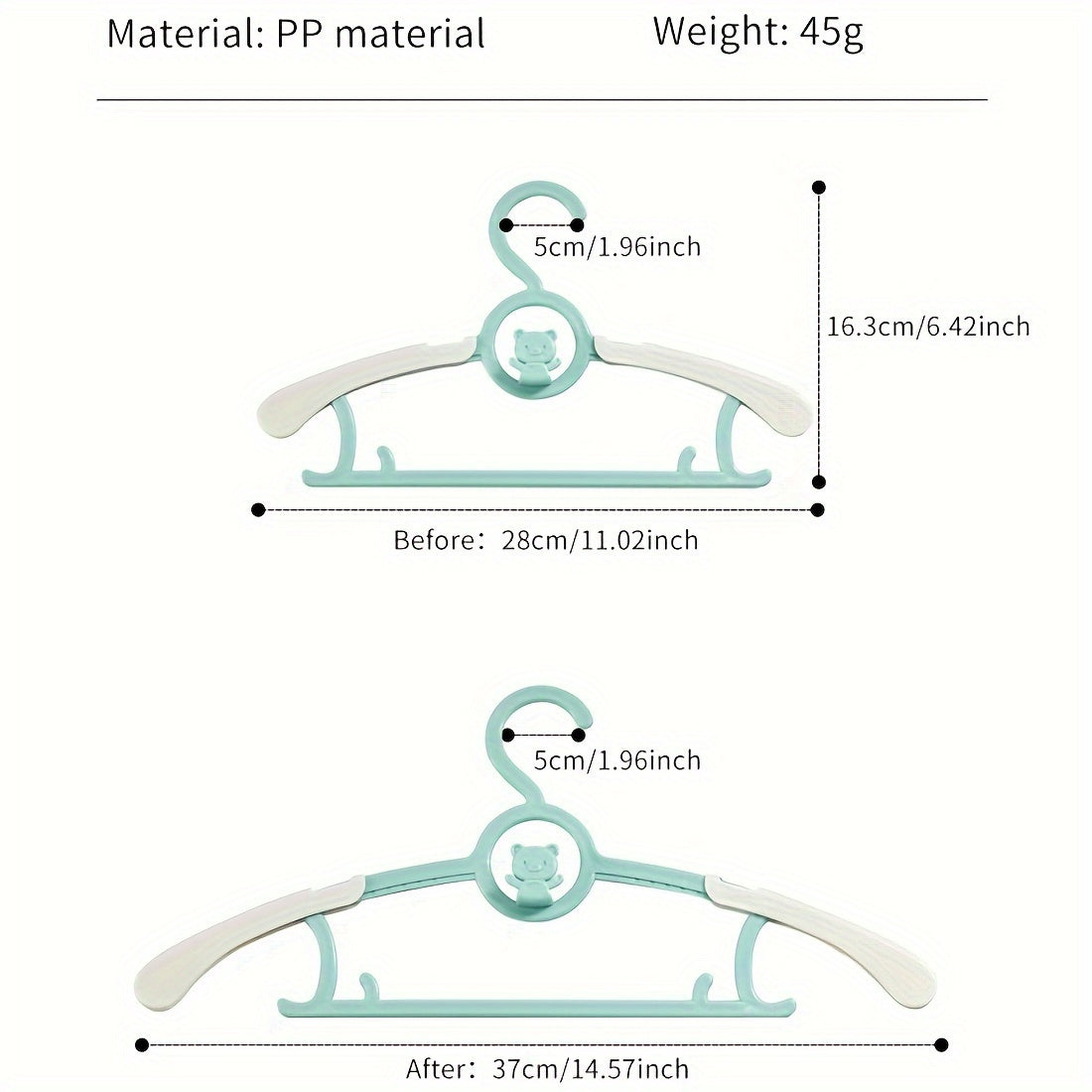 5 ta sozlanadigan plastik bolalar kiyimlarini osadiganlar to'plami, sirpanmaydigan, kengaytiriladigan, multfilm dizaynlari bilan