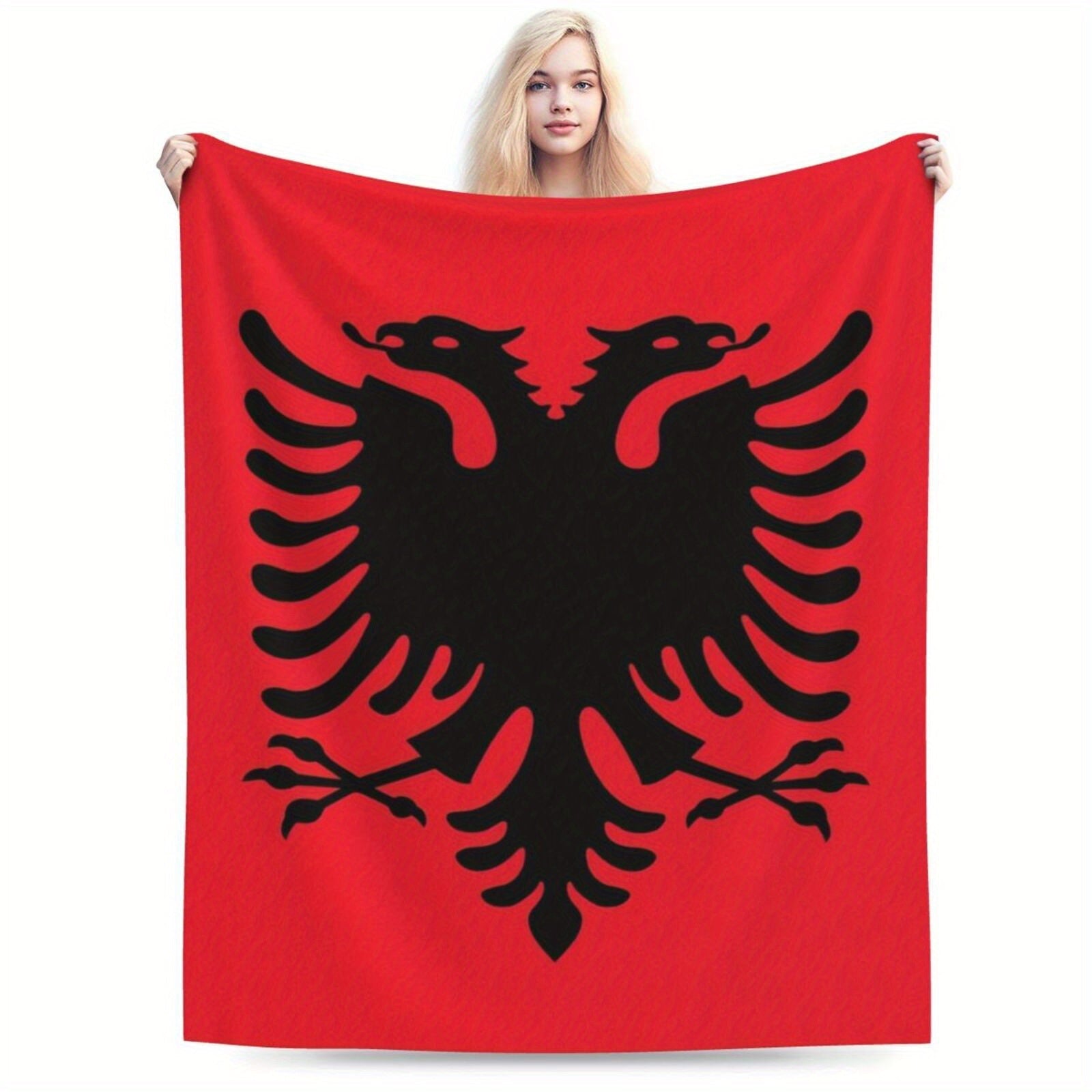 Albanian Flag Flannel Throw Blanket for Couch Bed Car Camping All-Season Gift