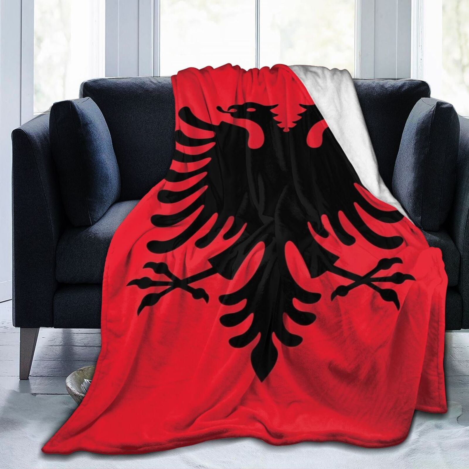 Albanian Flag Flannel Throw Blanket for Couch Bed Car Camping All-Season Gift