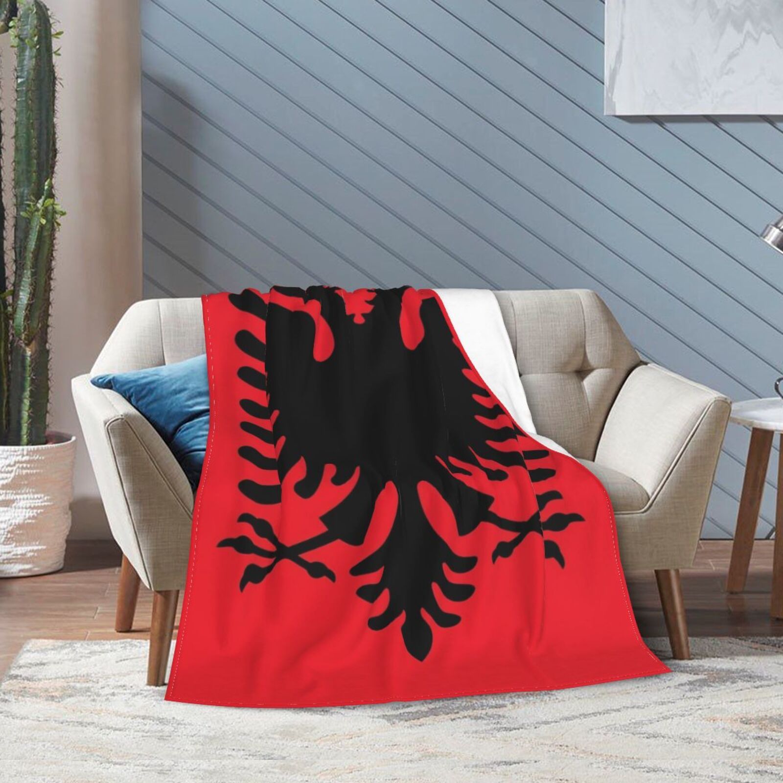 Albanian Flag Flannel Throw Blanket for Couch Bed Car Camping All-Season Gift