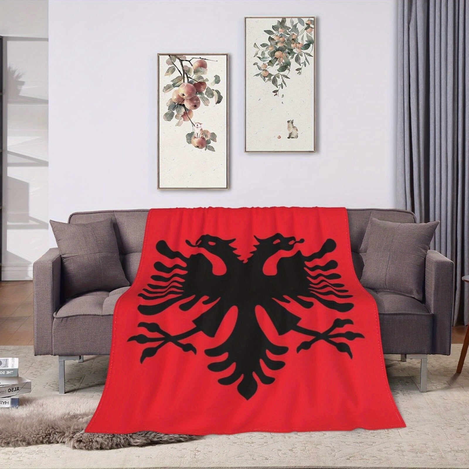 Albanian Flag Flannel Throw Blanket for Couch Bed Car Camping All-Season Gift