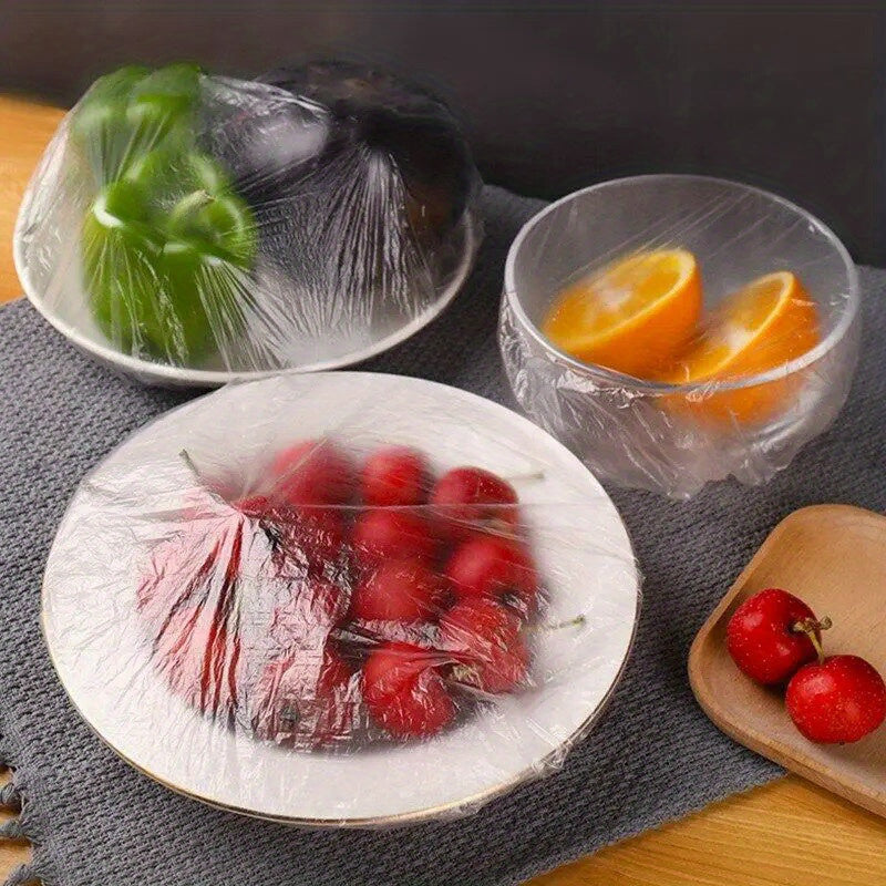Set of 100 Reusable Elastic Food Covers Stretchable Plastic Wrap for Freshness