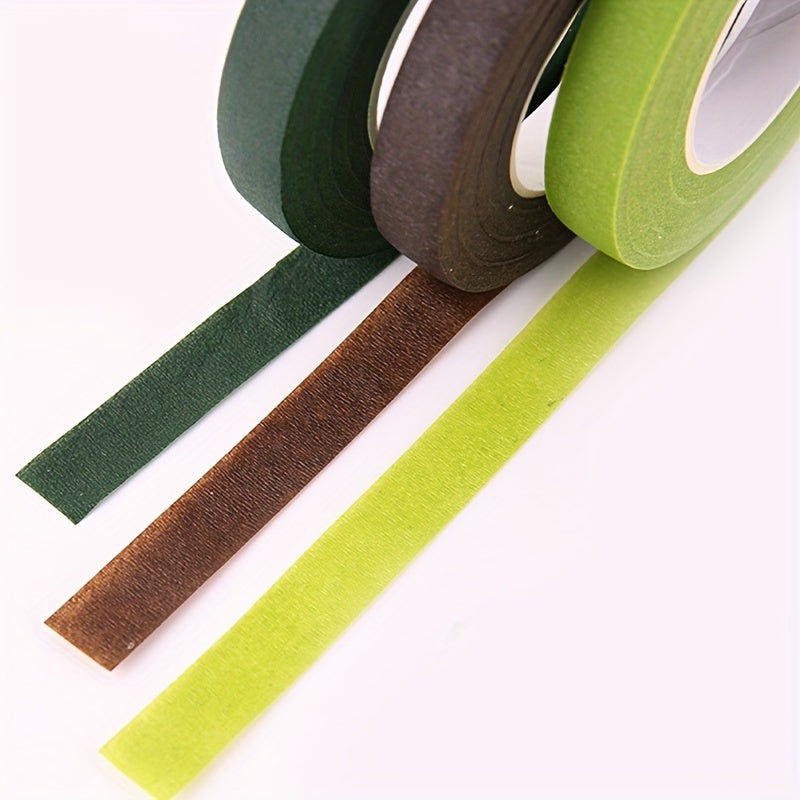 Floral Tape 5-Pack Green and Brown Paper for Bouquets and Crafts 1.27cm x 27.43m