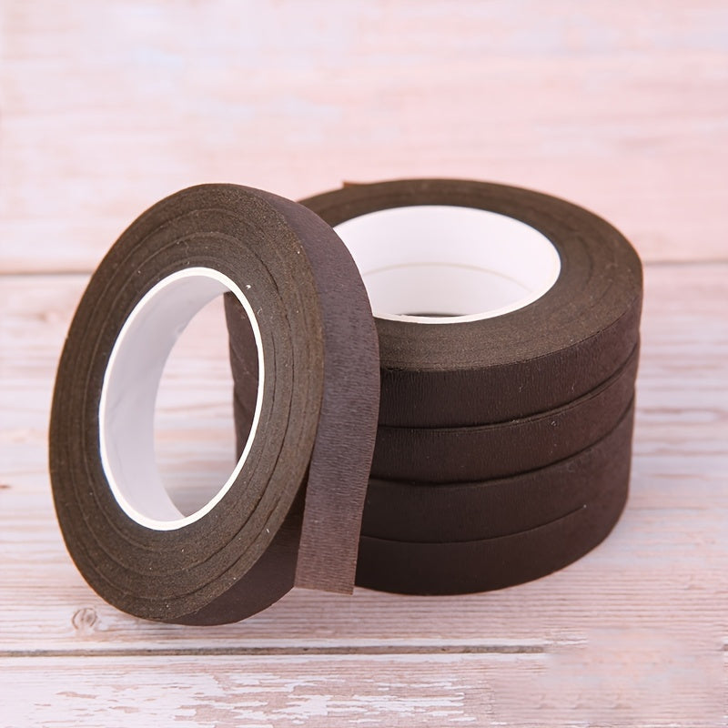 Floral Tape 5-Pack Green and Brown Paper for Bouquets and Crafts 1.27cm x 27.43m